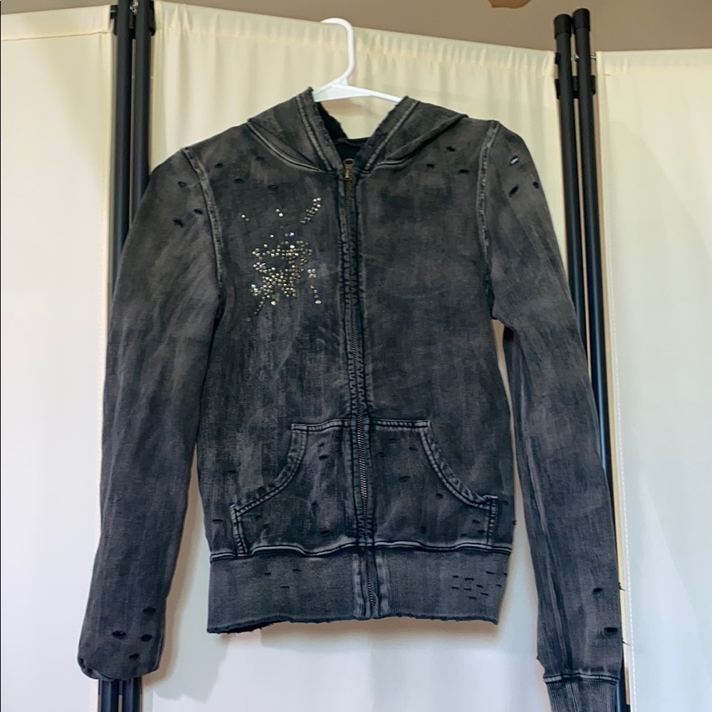 Miss Me Black Distressed Jacket with Studded Design